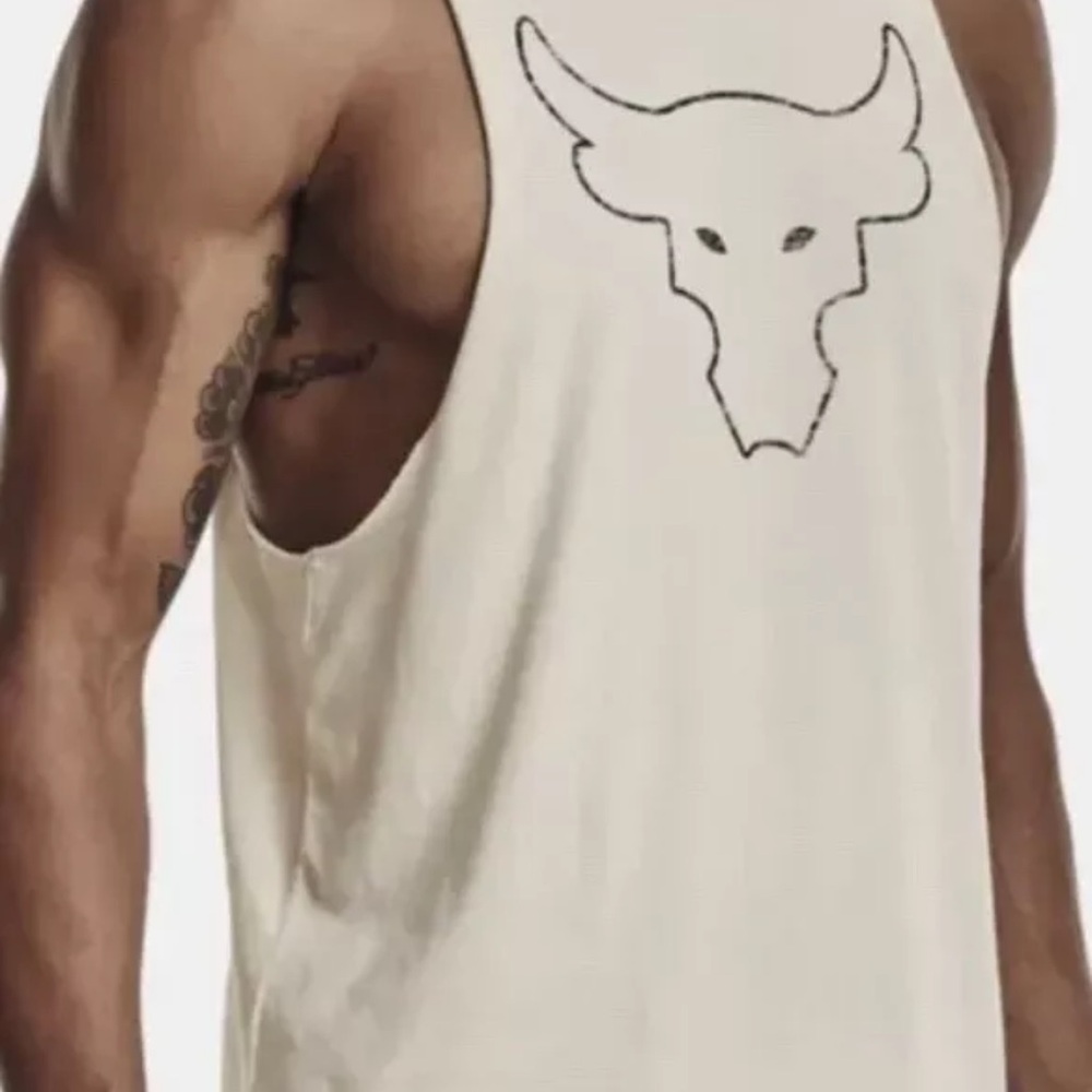 Under Armour Project Rock Men's Size 2XL Stone / Black Brahma Bull Tank New